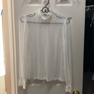 NWT Haute Monde Lace White Mock neck Blouse